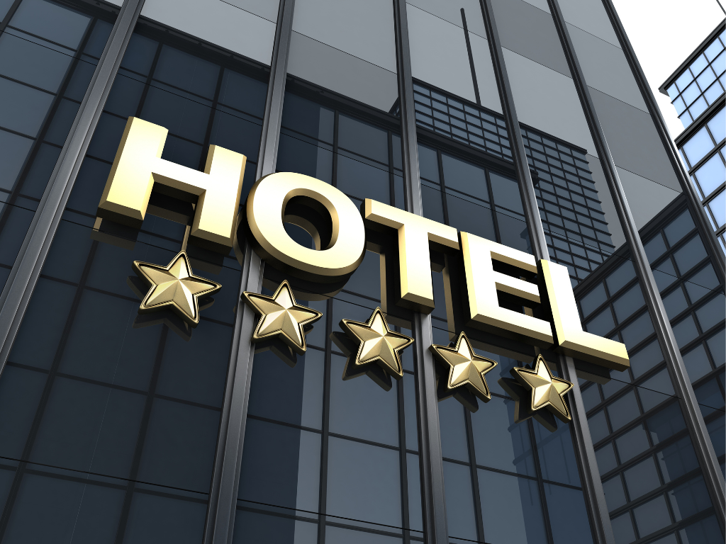 Hotel industry growth – 5 star hotel facade as символ готельного ринку для експорту меблів